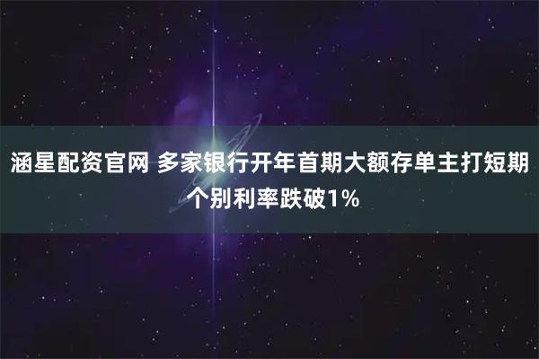 涵星配资官网 多家银行开年首期大额存单主打短期 个别利率跌破1%